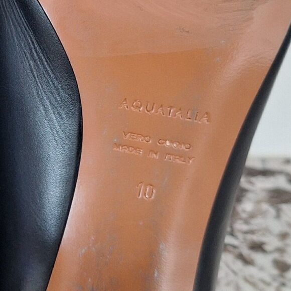 Aquatalia Sample leather Black open toe mule heeled sandals size‎ 10 - Picture 8 of 10